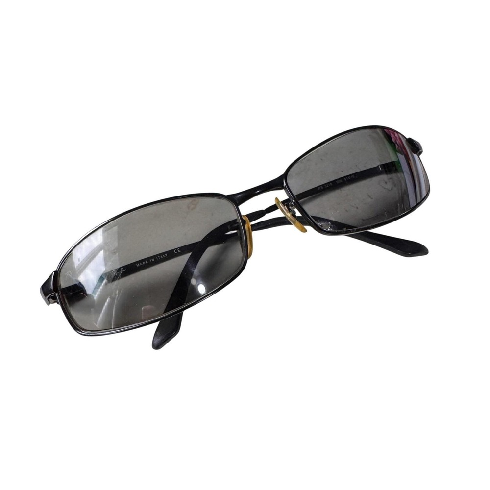 Ray-Ban RB3218 006 61-18 Black Metal Rectangular Sunglasses Made in Italy Mens